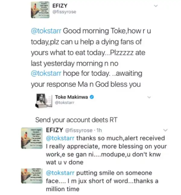 Kind Hearted!! OAP Toke Makinwa Puts A Smile On A Fan